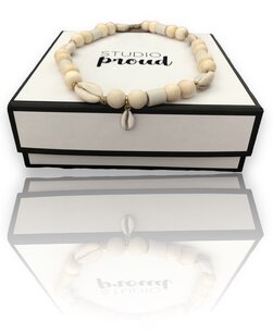 Anti - tekenketting natural met schelpen bedel 