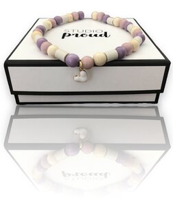 Anti - tekenketting Paars met hartjes bedel 