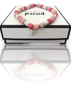 Anti-Tekenketting roze met schelpen bedel